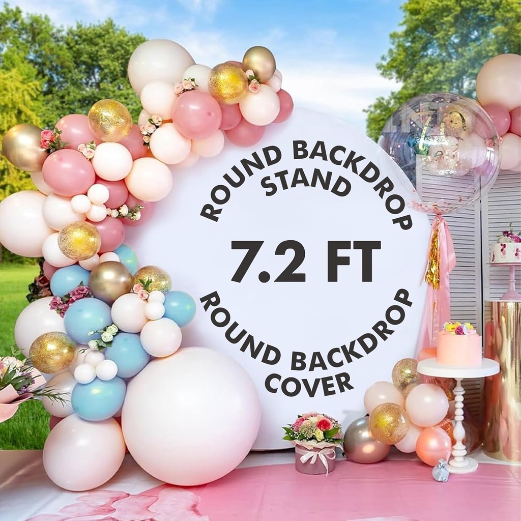 7.2 FT Round Backdrop Stand with Cover by K-Brands: Premium Quality for Photography and Events