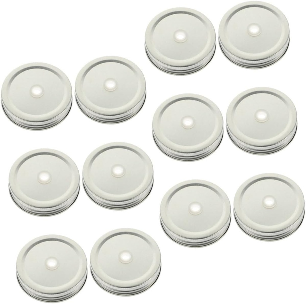 Stainless Steel Mason Jar Lids with Straw for Wide Mouth Canning Jars - Ideal for Storage
