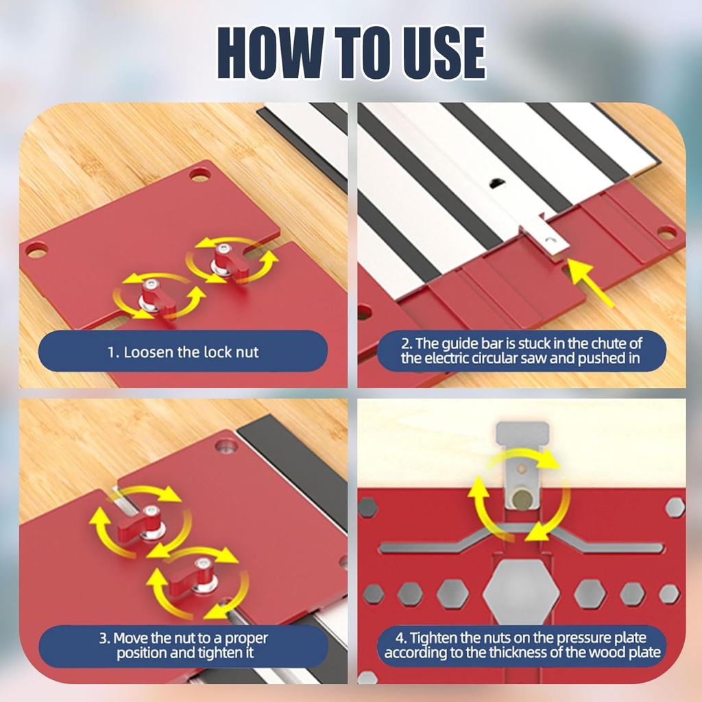 13.4" Track Saw Guide Rail Square with 90° Right Angle Stop for Electric Circular Saw Clamp - De-walt Compatible