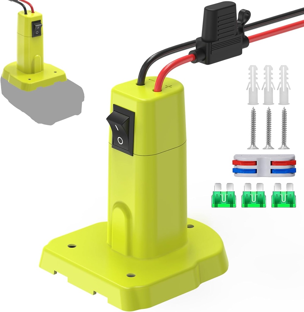 Azocek 1 Pack Power Wheel Adapter for Ryobi 18V Battery - Upgraded Converter Kit for DIY RC Car Toys & Robotics