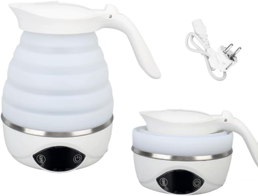 Portable Foldable Electric Kettle for Travel & Camping - Food Grade Silicone Electric Water Pot - Ideal for Business Trips, Office, and Hotels - US Plug
