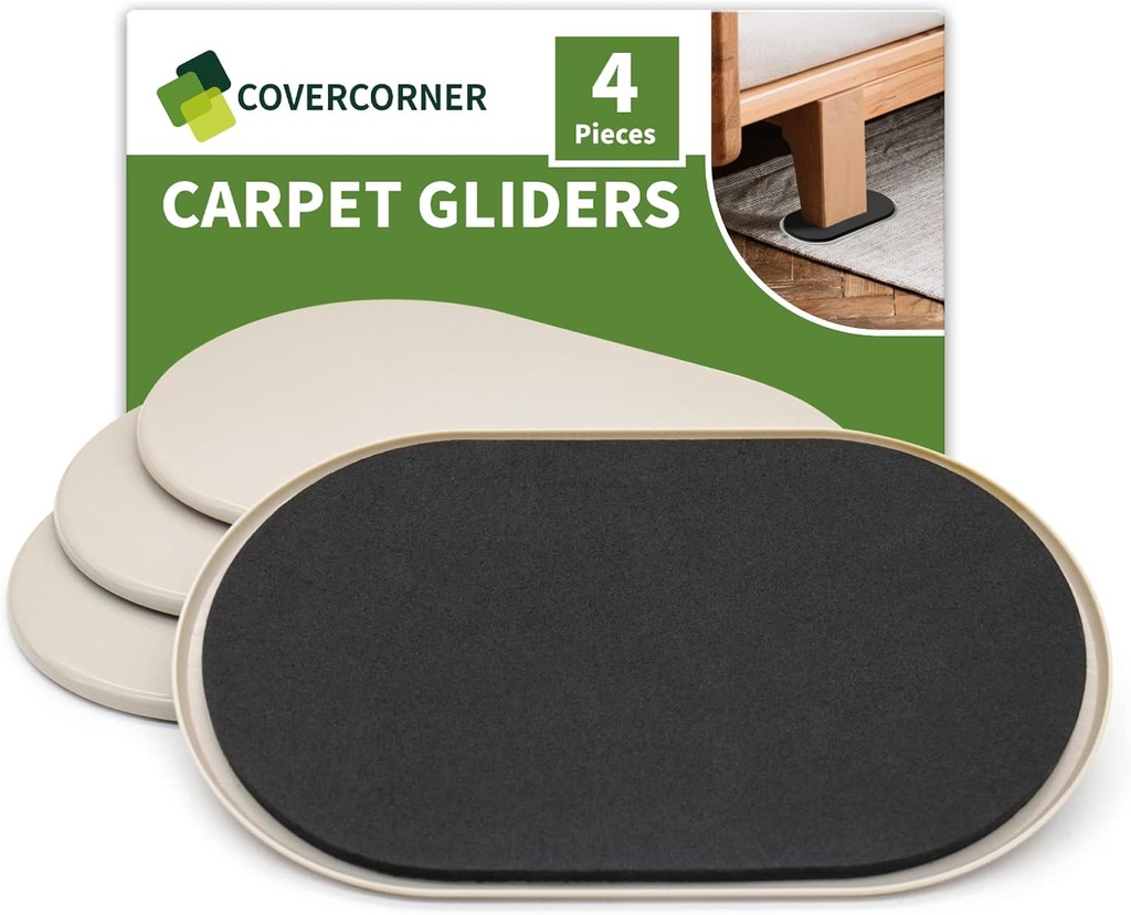 Furniture Sliders for Carpet - Set of 4, 9 1/2 inch, Easy & Safe Furniture Moving on Carpets
