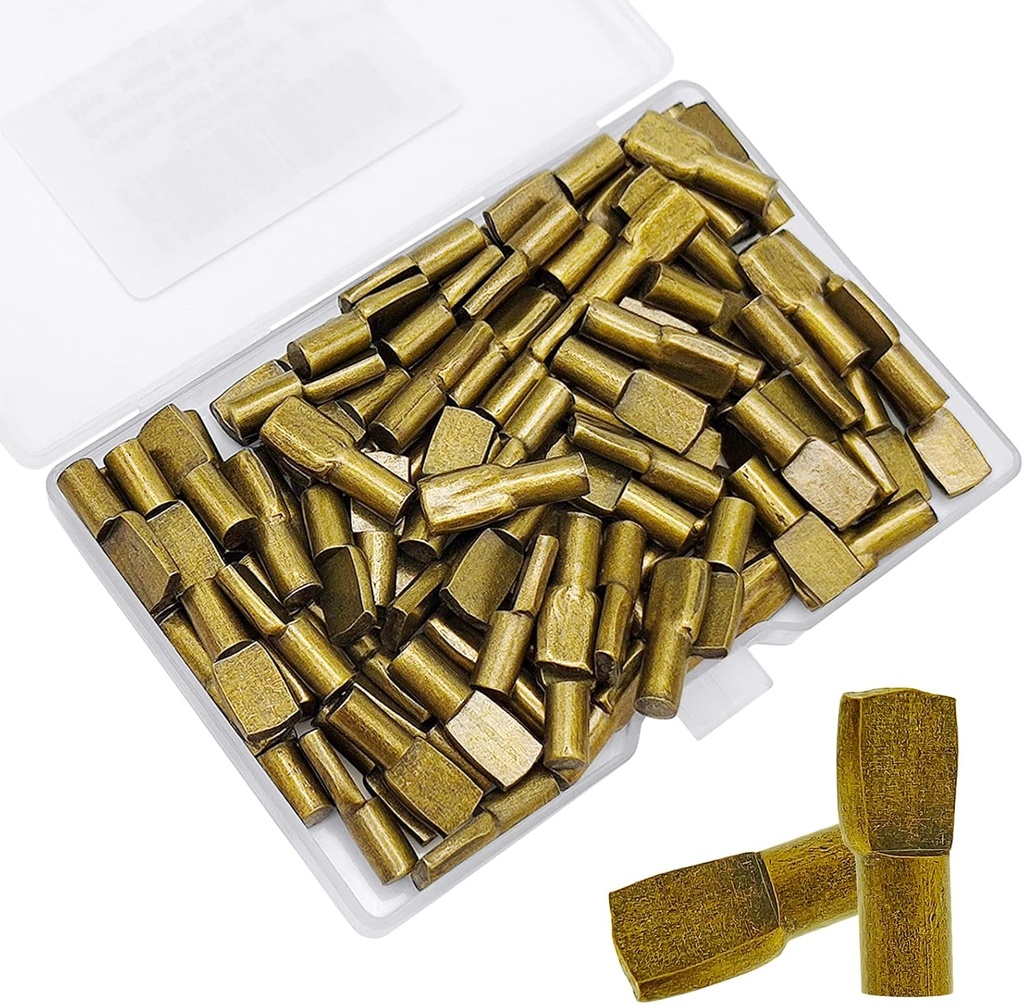 Adjustable Spoon Shape Metal Shelf Support Pegs - 100 Pcs Cabinet Shelf Bracket Pegs for Kitchen & Closet - Bronze Tone Shelf Pins for Bookshelves & Furniture