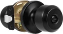 Modern Black Privacy Door Knobs with Lock - Keyless Interior Round Handle for Bathroom or Bedroom - 10 Pack