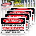 Set of 4 Rust-Proof Aluminium Beware of Dog Signs 12" x 8" for Home, Farm, Garden, Yard, Garage - Indoor/Outdoor Warning Sign