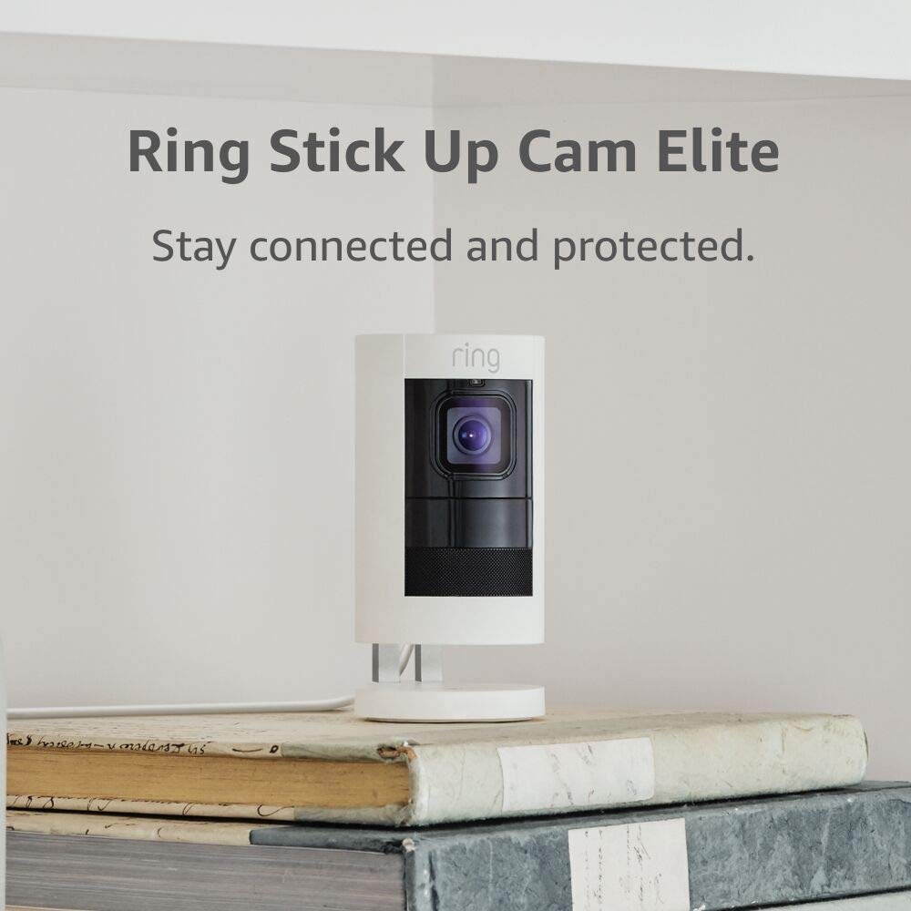 White Ring Stick Up Cam Elite with PoE, HD Security Camera, Two-Way Talk, Night Vision, Alexa Compatible