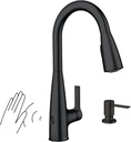 Moen Haelyn Matte Black Touchless Kitchen Faucet with Soap Dispenser - Power Clean Technology for Fast Washing
