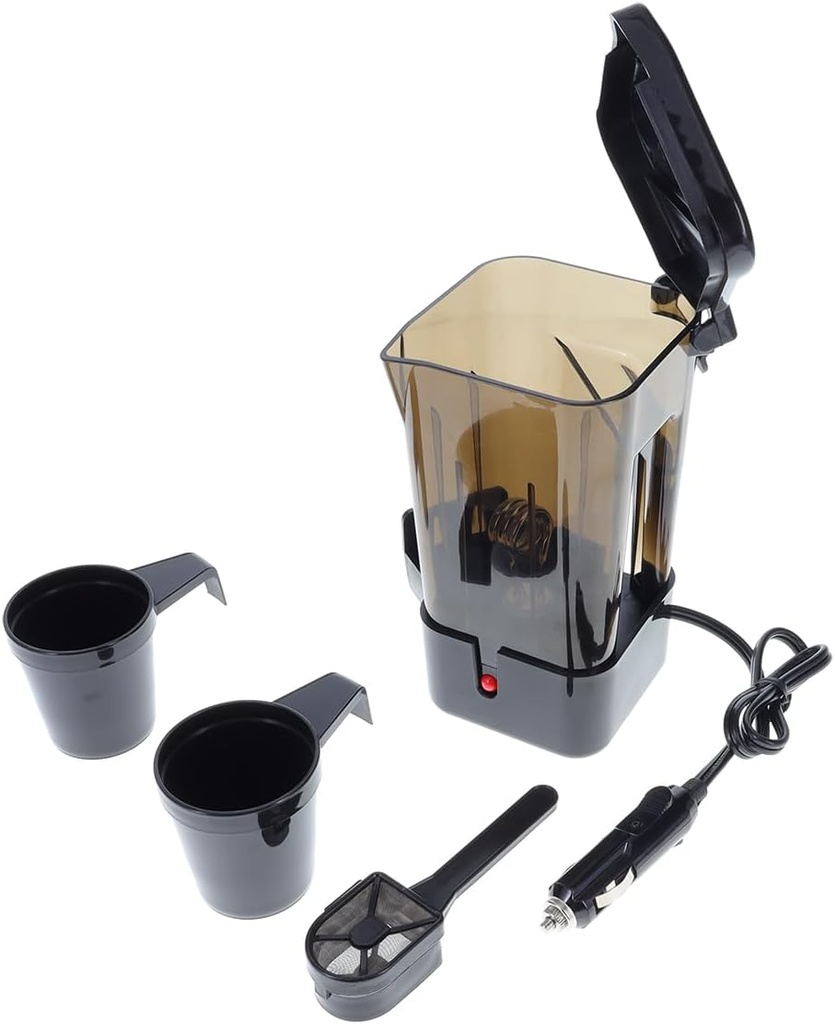 RoadPro 12V DC Electric Kettle Travel Pot - Portable Water Boiler for Car Truck Van - 13.5-Ounce Smart Pot II RP5027S - Clear