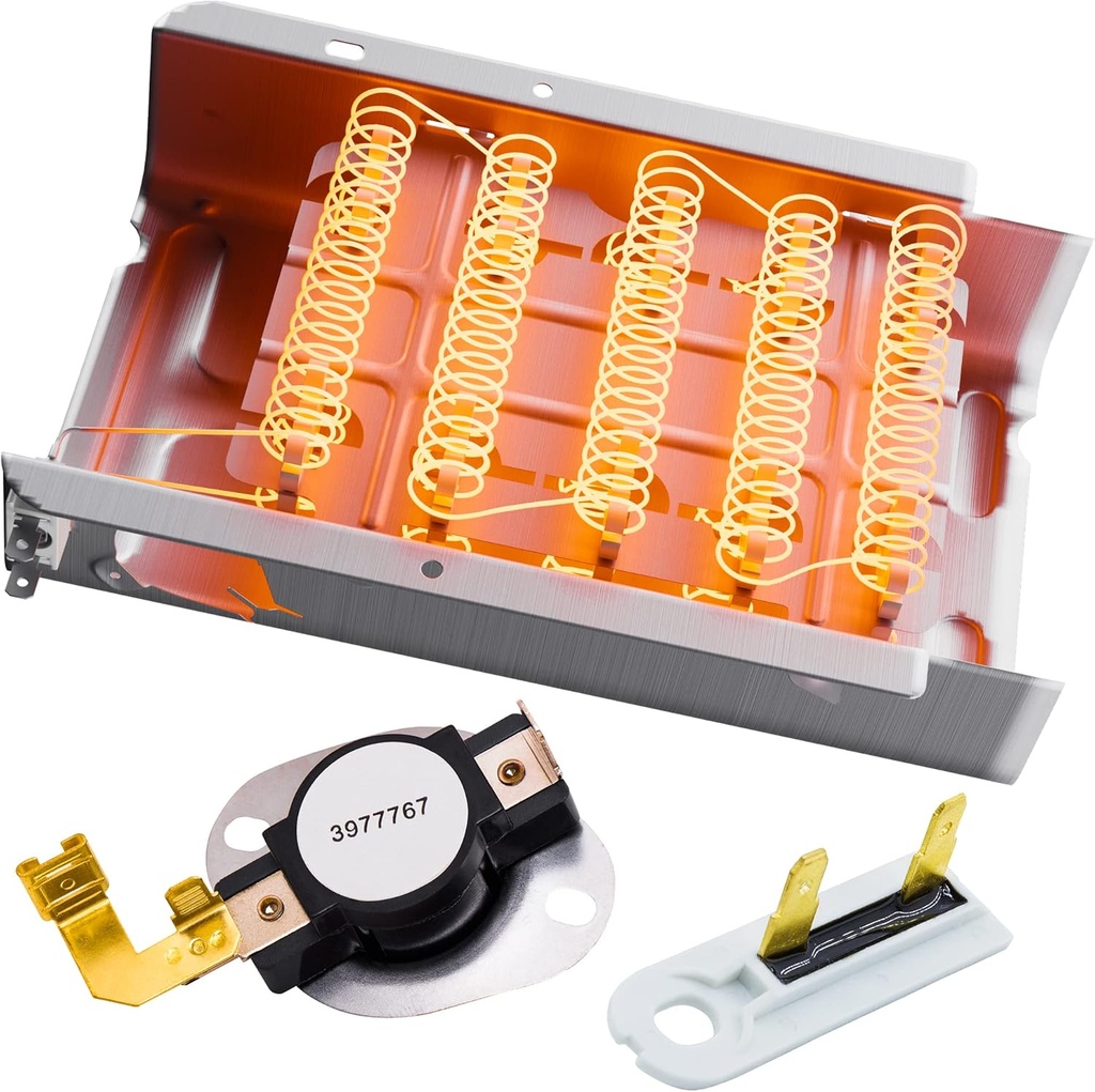 Complete Dryer Repair Kit - Upgraded 279838 Heating Element, 3977767 Thermal Fuse - Compatible with Whirlpool Kenmore Dryers - Replaces 3403585, 8565582, 3398064