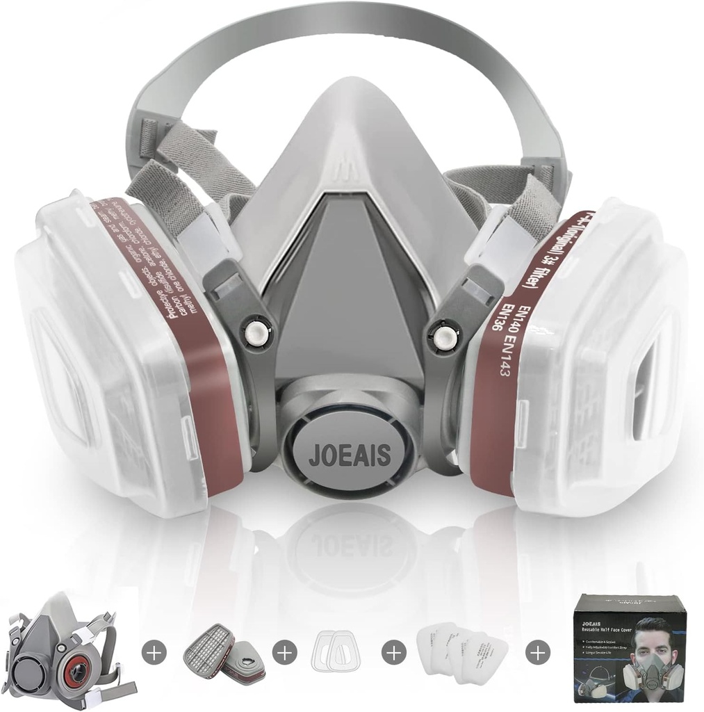 JOEAIS 6800 Full Face Reusable Respirator Mask with 60921 Filters, Anti-fog Protection for Painting, Spraying, and Dust