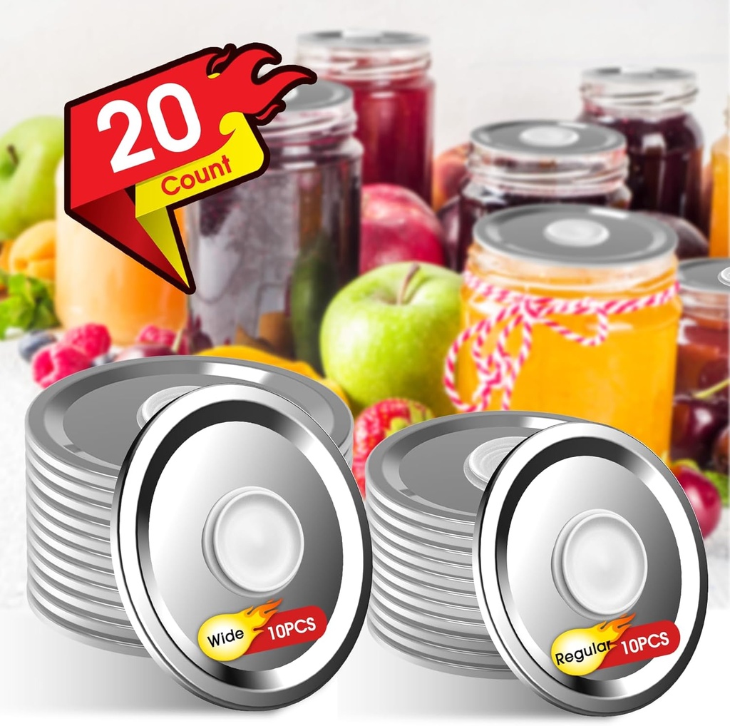 2024 OidoZac Mason Jar Lids - Premium Easy Cover Lids for Ball, Kerr Jars - 30 Pack Regular & Wide Mouth - Food Grade Material - Perfect Fit & Seal