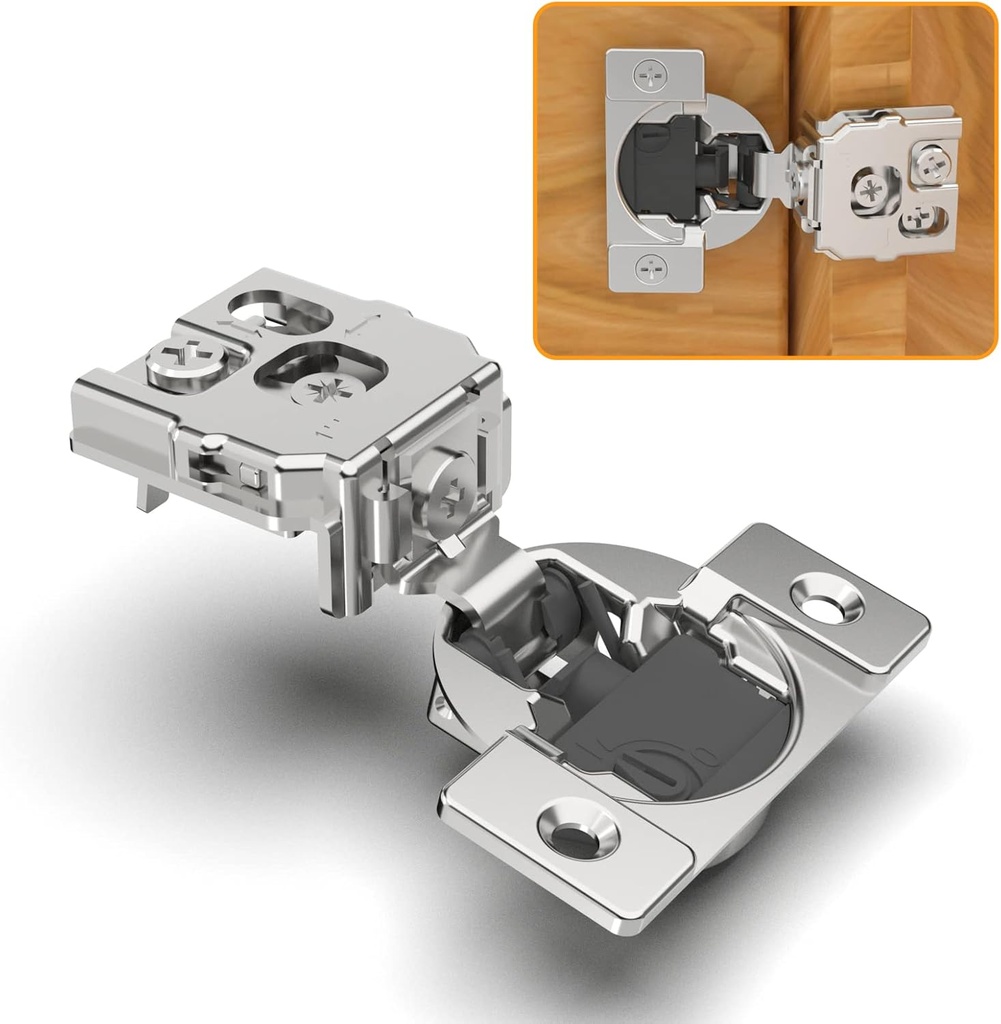 10 Pack of Chibery 1" Overlay Soft Close Concealed Hinges for Face Frame Doors - Adjustable Closing Speed, Smooth Slow Self Close, Satin Nickel Finish