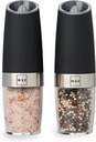 Electric Salt and Pepper Grinder Set - Battery-Operated Shakers in Black and Stainless Steel for Seasoning