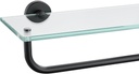 Matte Black Bathroom Glass Shelf with Towel Bar, Tempered Glass Shower Storage, 304 Stainless Steel Wall Mount - 30 x 5 inches