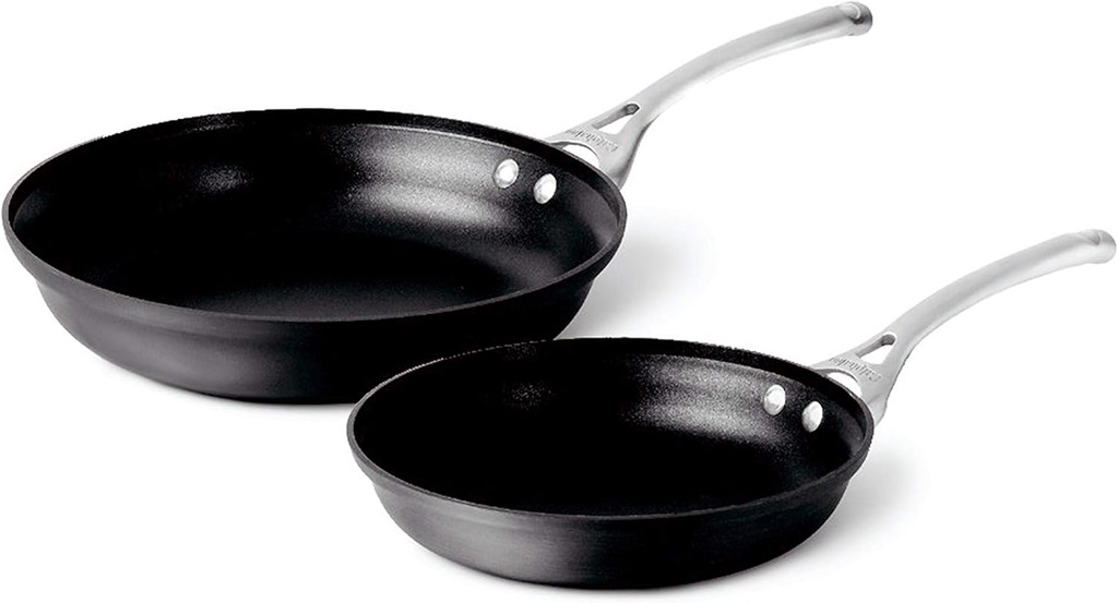Calphalon Contemporary 10-inch and 12-inch Nonstick Omelette Pan Set, Hard-Anodized Aluminum Cookware in Black