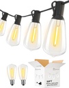 50Ft Waterproof LED String Lights with 27 Vintage Shatterproof Bulbs - Connectable Outdoor Patio Lights for Backyard Gazebo Balcony - 1 Pack