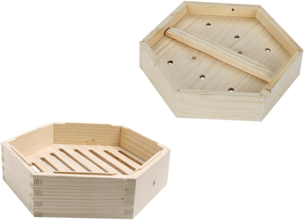 Handmade Diamond Wood Chinese Steamer Set - Multi-functional Bao, Food, Rice, and Dumpling Steamer Basket with Lid in Beige Color