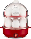 bella Rapid Electric Egg Cooker and Omelet Maker with Auto Shut Off - Cooks 14 Eggs, Easy Peel, Poached, Scrambled, Soft, Medium, Hard-Boiled - Double Tier, Red