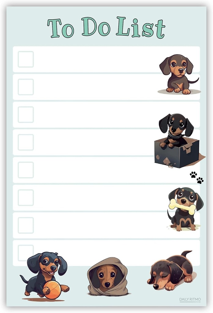 Dachshund Kawaii Sticky Notepad for Women | Weiner Dog Lover Gifts | Office & School Supply Sticky Notes 4"x6" 50 Pages