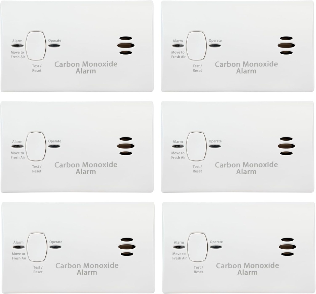 Kidde Battery-Powered Carbon Monoxide Detector with Test-Reset Button, LEDs, Low Battery Indicator - Portable, 6 Pack