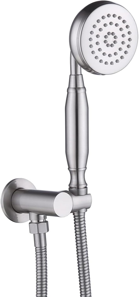 Retro Brass Handheld Shower Sprayer Set with Holder and Hose - Vintage Telephone Shaped Shower Head Wand in Brushed Nickel