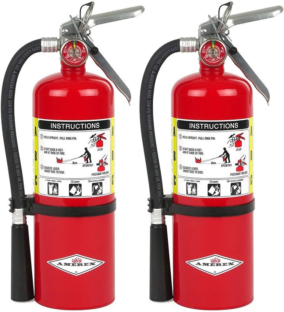 Set of 2 Amerex B500 5lb ABC Dry Chemical Fire Extinguishers - Class A B C Fires