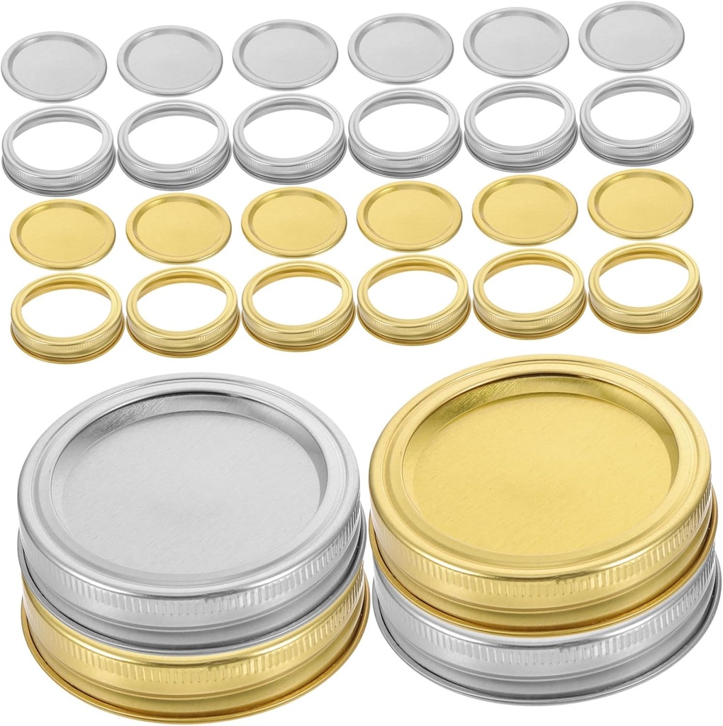 24-Piece Mason Jar Lids Set for Wide Mouth Canning Jars - Tinplate Storage Caps for Canning Jars