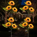 4-Pack Solar Powered Sunflower Garden Lights for Yard Patio Ground Lawn - LED Outdoor Decor Lights for Landscape, Bright Artificial Flower Night Light for Outdoor Decoration