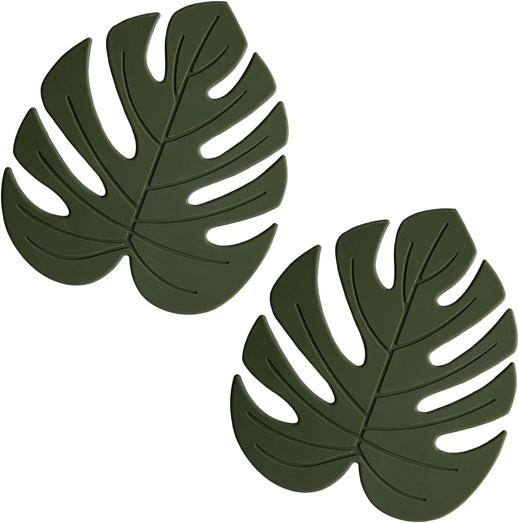 Silicone Drink Coasters Set of 2 - Non Slip & Heat Resistant, Protect Furniture from Water Marks & Damage