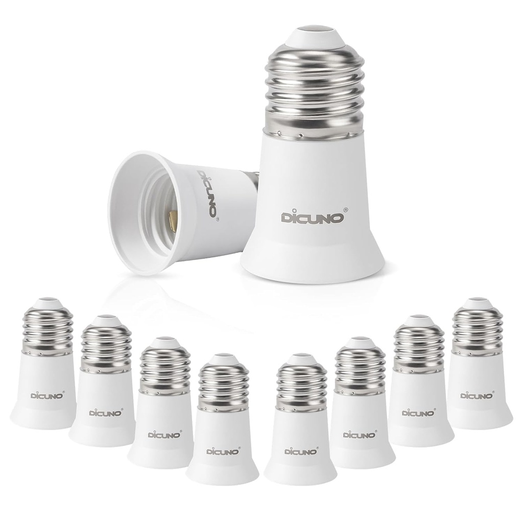 10-Pack DiCUNO E26 3CM/1.2 Inch Socket Extender and Lamp Holder Adapter for E26 Lamp Bulb Socket Extension