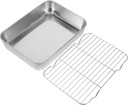 Stainless Steel Grill Pan Set with Grid, Griddle Plate, Cookie Pan, Cooling Rack, and Lid - Commercial Grade Toaster Pots and Baking Supplies