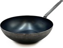 De Buyer Blue Carbon Steel Wok Pan 12.5" Diameter 2mm Thick Oven Safe Nonstick Surface - Made in France