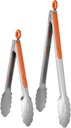 U-Taste 18/8 Stainless Steel Kitchen Tongs Set - 9+12 inch Heat Resistant Cooking Tong with Non-Slip Silicone Handle & Smooth Locking Mechanism for BBQ and Serving - Orange - Pack of 2