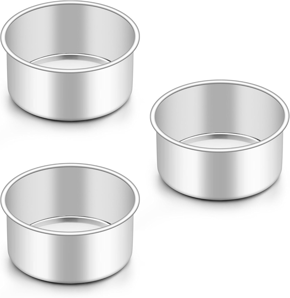 Stainless Steel Mini Round Cake Pan Set - 4 Inch Baking Pans (Set of 3)