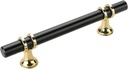 10-Pack Black and Gold Cabinet Handles - 3-3/4" Hole Center - Kitchen Drawer Pulls - Barrel Design Cabinet Hardware