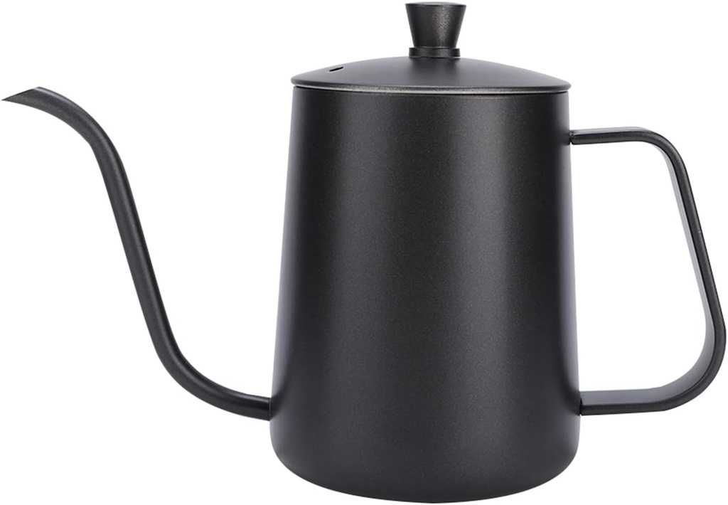 Stainless Steel Gooseneck Kettle for Pour Over Coffee and Tea - 350ml Teflon Black Pot
