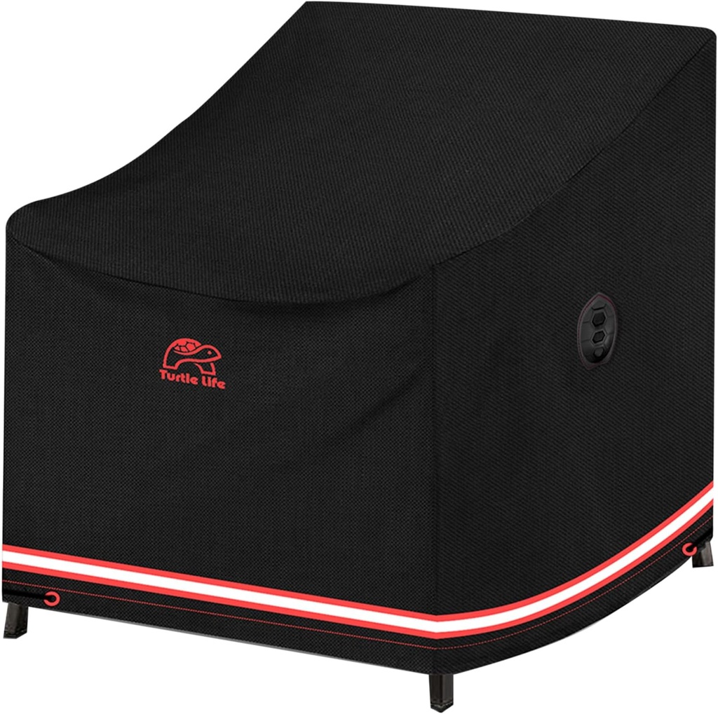 Black Waterproof Patio Chair Cover, Durable Anti-Fading Outdoor Lawn Armchair Sofa Cover - 35" W x 38" D x 30" H