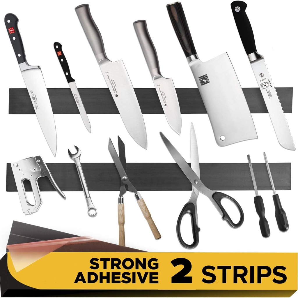 Multipurpose Adhesive Magnetic Strip for Knives - Kitchen and Garage Organizer