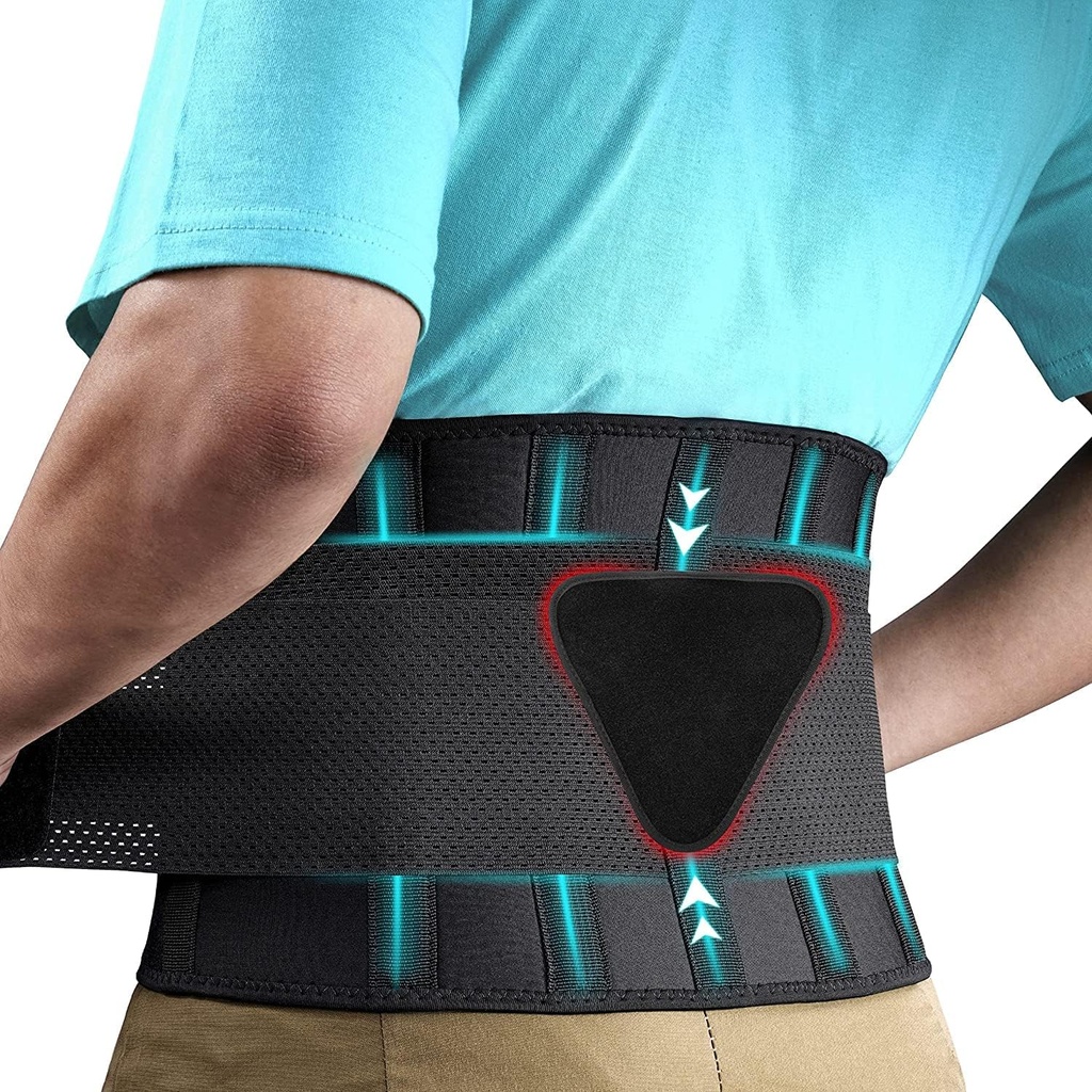FEATOL Breathable Back Brace with Lumbar Pad for Women & Men - Support Belt for Lower Back Pain Relief - Ideal for Herniated Disc, Sciatica, Scoliosis - Size S/M (24.4''-30'')