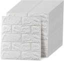 White Self-Adhesive 3D Wall Panels Peel and Stick, 43.5 Sq Ft XPE Foam Stone Wallpaper - Textured Faux Brick Panels for Home Decor - 30PCS