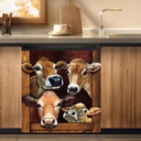 Cow Design Dishwasher Cover Magnet - 23" x 26" Decorative Front Door Magnet for Dishwasher - GZsenwo