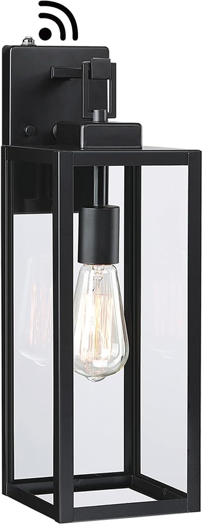 18 Inch Dusk to Dawn Outdoor Wall Lantern with Sensor - Large Exterior Sconce for Outdoor Lighting - Glass Shade and E26 Socket - 1 Pack