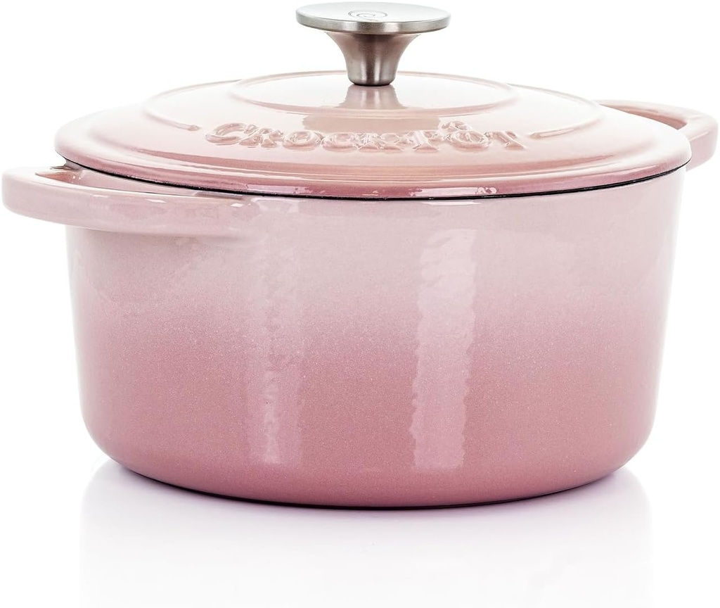 3-Quart Blush Pink Crock-Pot Artisan Enameled Cast Iron Dutch Oven