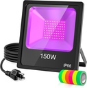150W YELLORE UV Black Light Glow Party Flood Light with Plug and 10ft Cable - Waterproof Blacklights for Christmas Decoration, Stage Lighting, Fluorescent Poster - IP66 Rated