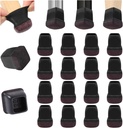 32 Pcs Square Chair Leg Floor Protectors for Hardwood Floors - Felt Furniture Pads - Silicone Caps - Protect Wood Tile Floors - Black - Fits 0.5''–0.8