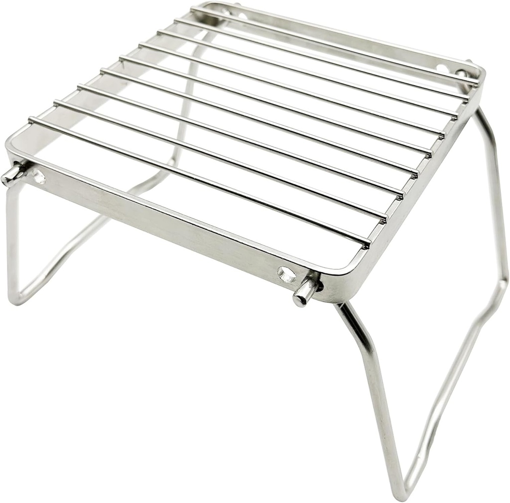 Portable Stainless Steel Camp Grill with Foldable Legs for Gas Stove - Lightweight Mini Campfire Stand for Backpacking, Hiking, Picnic, and Travel - Durable Grill Grid for Fishing - Classic Design
