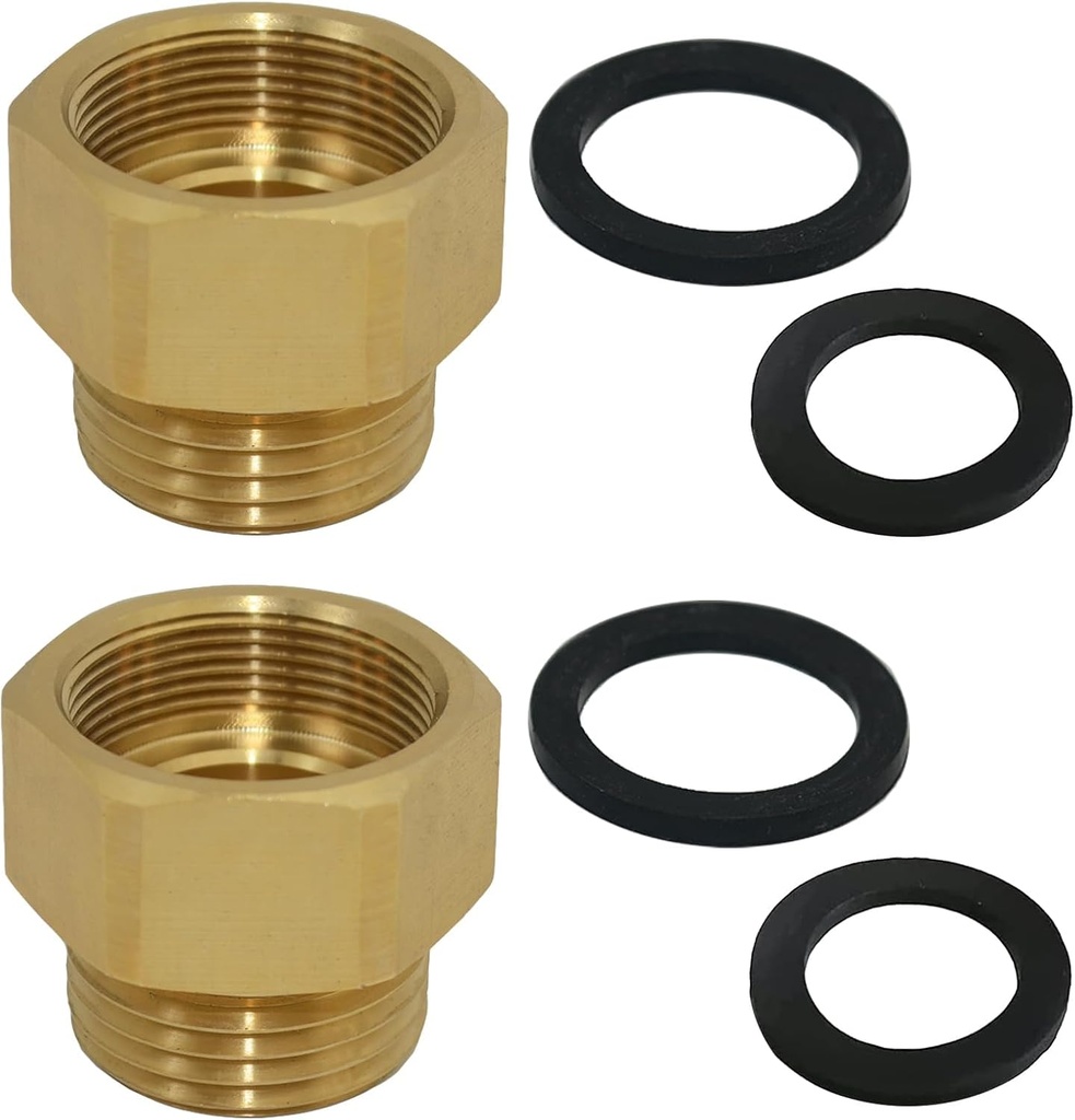 2-Pack Zeiboat Hose Bib Adapter 1-1/16" Fine Thread Female to 3/4 GHT Male Hoses - 1'' ID Faucet Fitting with Washers