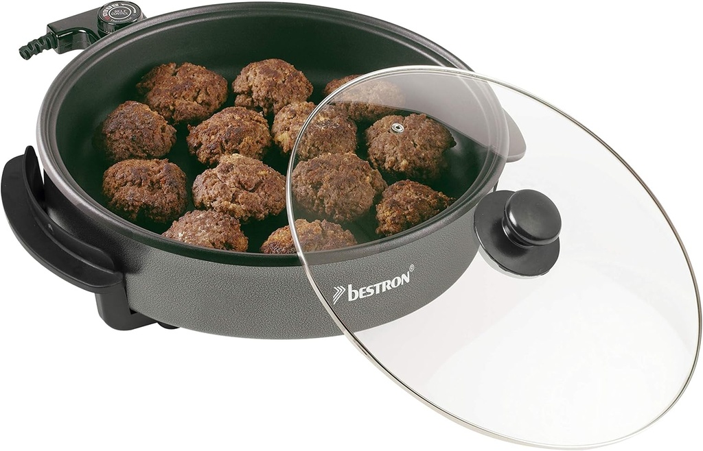 1500W Electric Party Pan in Grey - Non-Stick Cooking Pot for Dining and Snacks