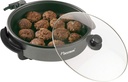 1500W Electric Party Pan in Grey - Non-Stick Cooking Pot for Dining and Snacks