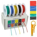 22 AWG Flexible Silicone Wire Kit with Heat Shrink Tubings, Wire Stripper - 5 Colors, 19.69Ft Each - Electric Hook up Wire 300V